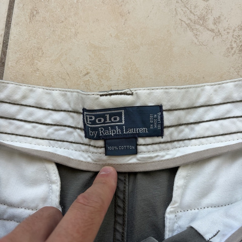 Polo Ralph Lauren Cargo Shorts Mens 33 Gray 10" Canvas Heavy Cotton Utility Y2K - Picture 2 of 8